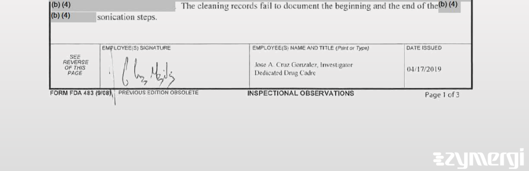 Jose A. Cruz Gonzalez FDA Investigator Cruz Gonzalez, Jose A FDA Investigator