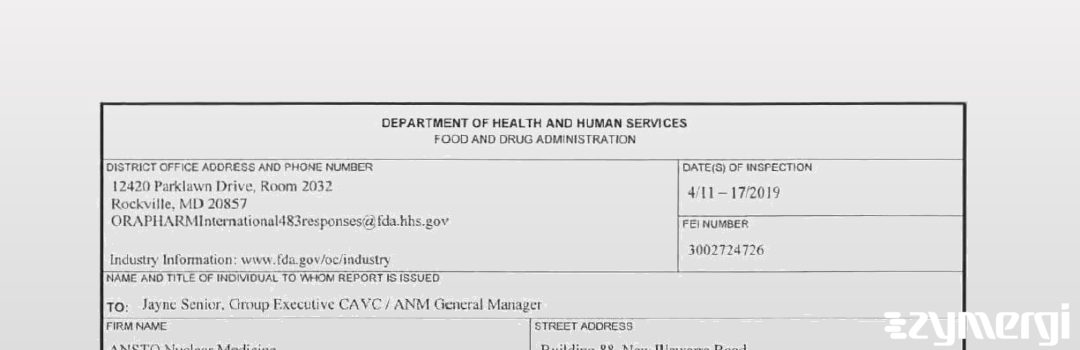 FDANews 483 ANSTO Nuclear Medicine Apr 17 2019 top