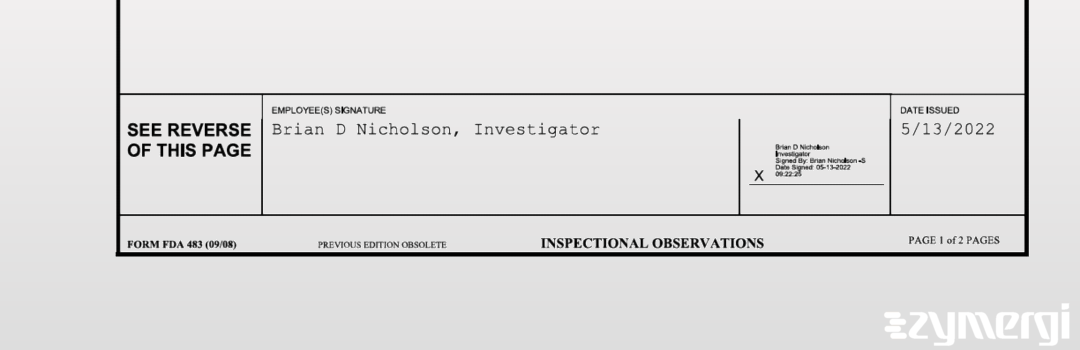 Brian D. Nicholson FDA Investigator