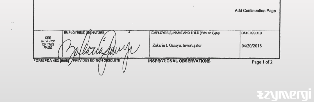 Zakaria I. Ganiyu FDA Investigator