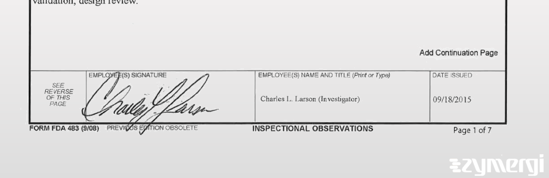 Charles L. Larson FDA Investigator
