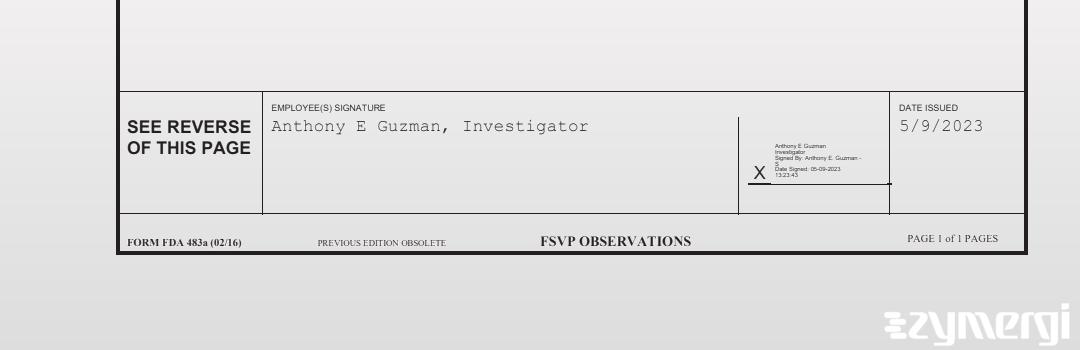 Anthony E. Guzman FDA Investigator 