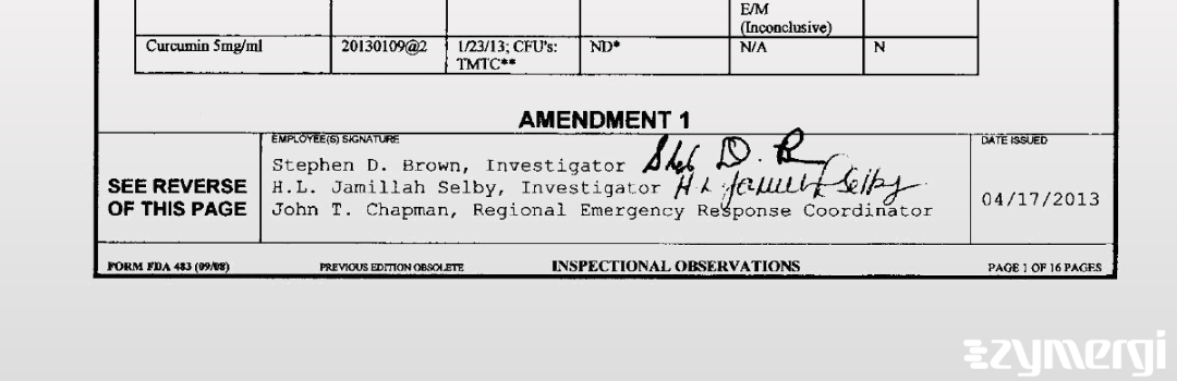 Stephen D. Brown FDA Investigator Hala L. Selby FDA Investigator