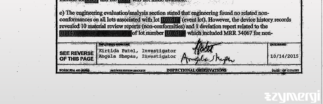 Kirtida Patel FDA Investigator Angela Shepas FDA Investigator