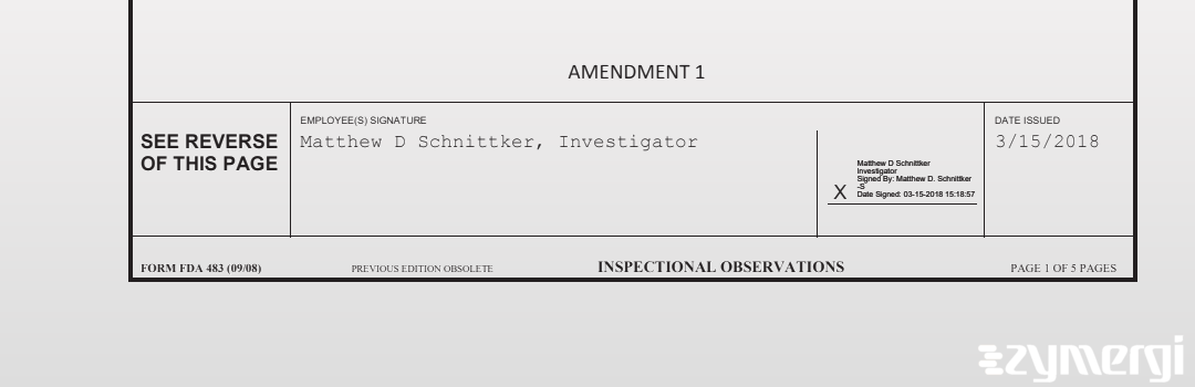 Matthew D. Schnittker FDA Investigator 