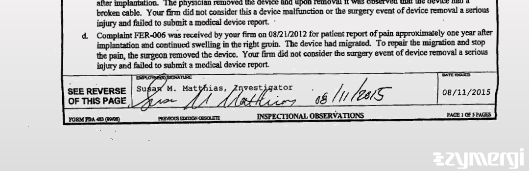 Susan M. Matthias FDA Investigator