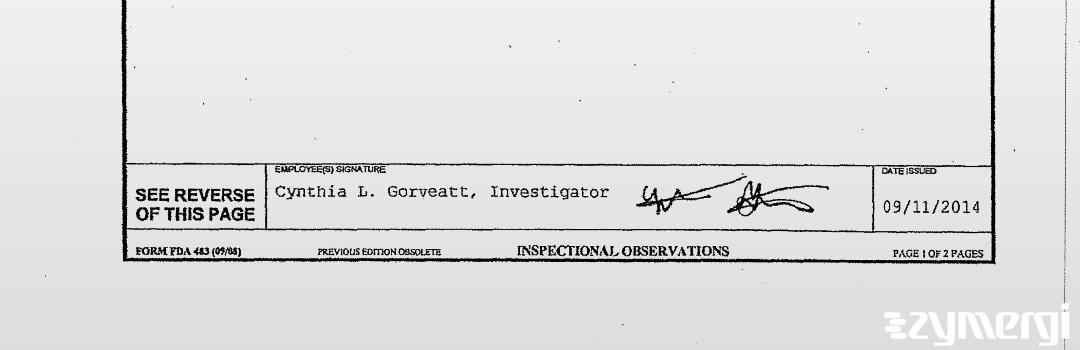 Cynthia L. Gorveatt FDA Investigator