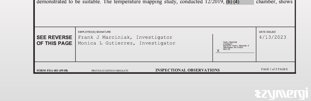 Frank J. Marciniak FDA Investigator Monica L. Gutierrez FDA Investigator 