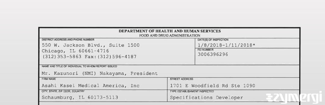 FDANews 483 Asahi Kasei Medical America Inc Memphis Distribution Center Jan 11 2018 top