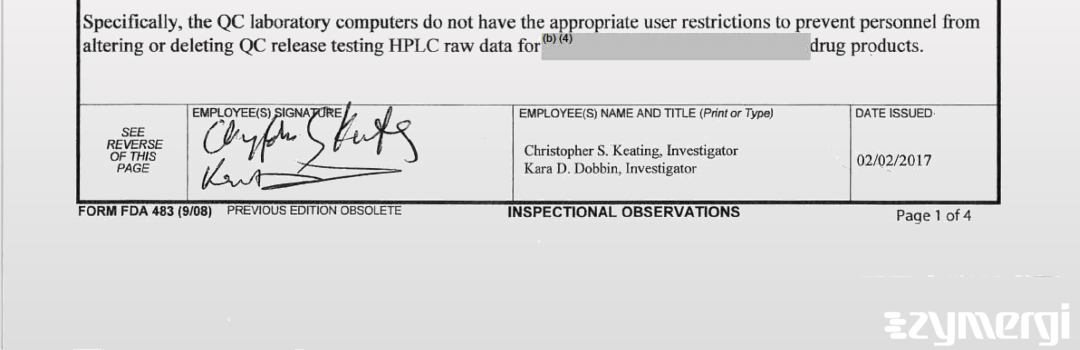 Christopher S. Keating FDA Investigator Kara D. Dobbin FDA Investigator 