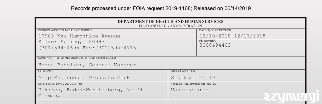 FDANews 483 Asap Endoscopic Products Gmbh Dec 13 2018 top