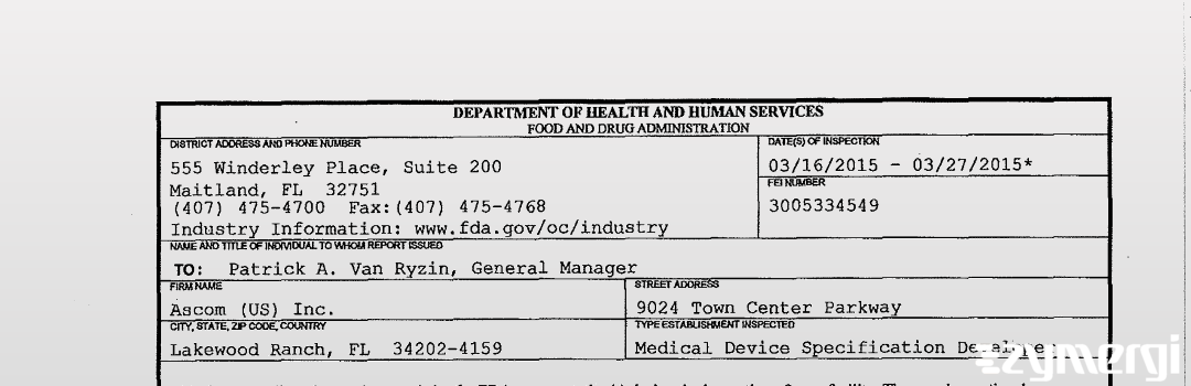 FDANews 483 Ascom US, INC. Mar 27 2015 top