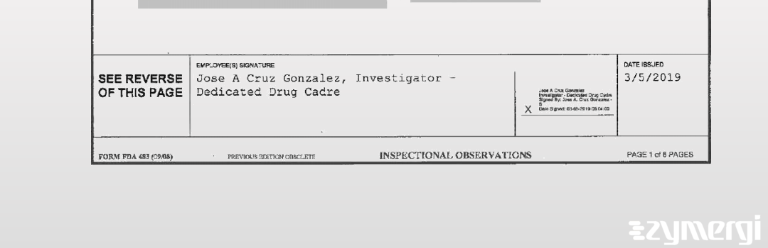 Jose A. Cruz Gonzalez FDA Investigator Cruz Gonzalez, Jose A FDA Investigator 