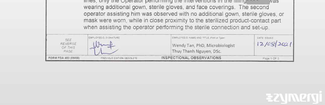 Wendy G. Tan FDA Investigator Thuy T. Nguyen FDA Investigator