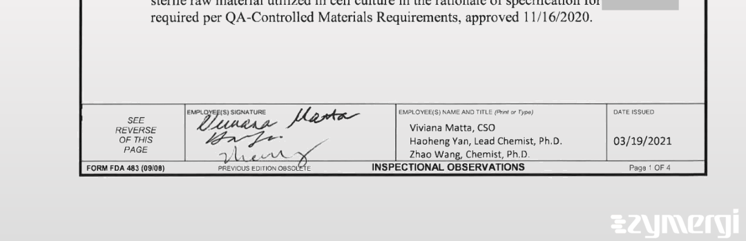 Viviana Matta FDA Investigator Zhao Wang FDA Investigator