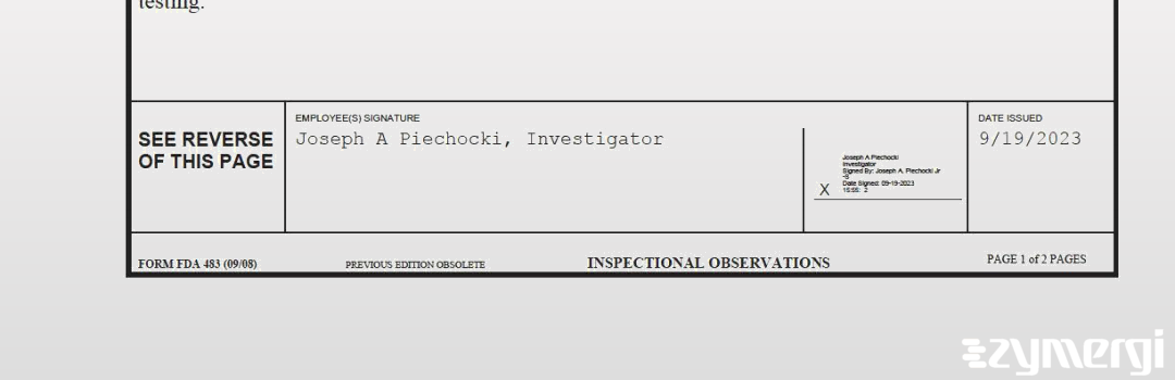 Joseph A. Piechocki FDA Investigator 