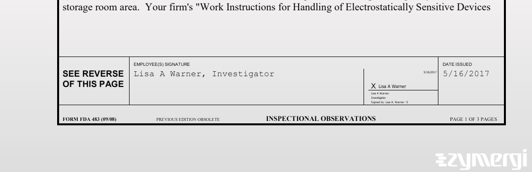 Lisa A. Warner FDA Investigator