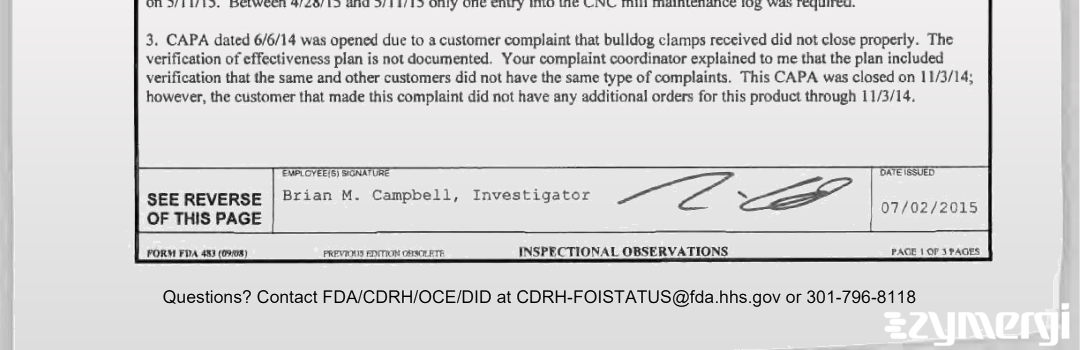 Brian M. Campbell FDA Investigator