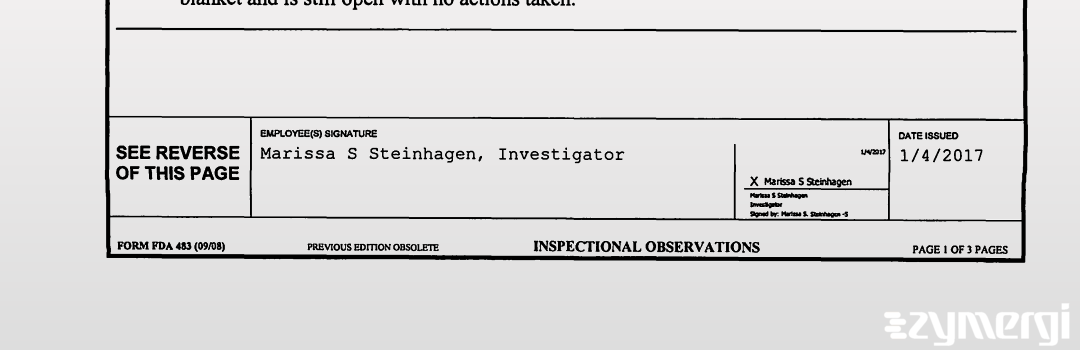 Marissa S. Steinhagen FDA Investigator 