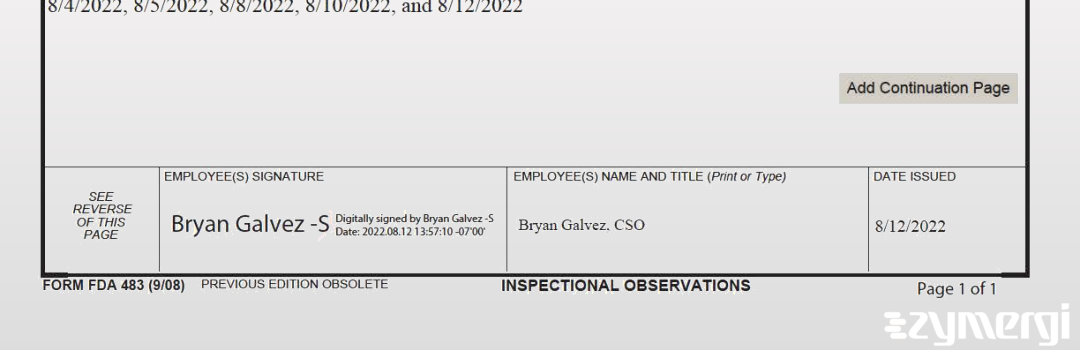 Bryan A. Galvez FDA Investigator 