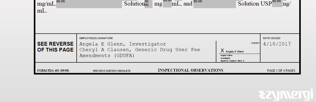 Cheryl A. Clausen FDA Investigator Angela E. Glenn FDA Investigator 