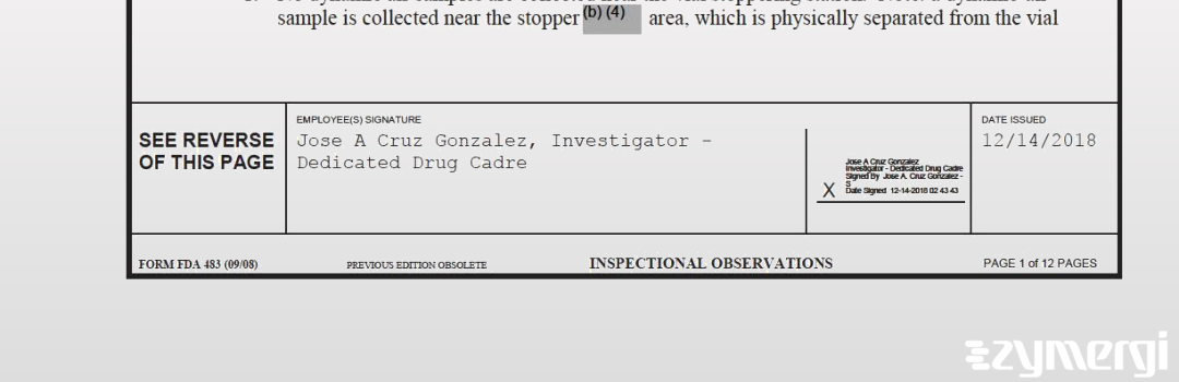 Atul Agrawal FDA Investigator Jose A. Cruz Gonzalez FDA Investigator Cruz Gonzalez, Jose A FDA Investigator