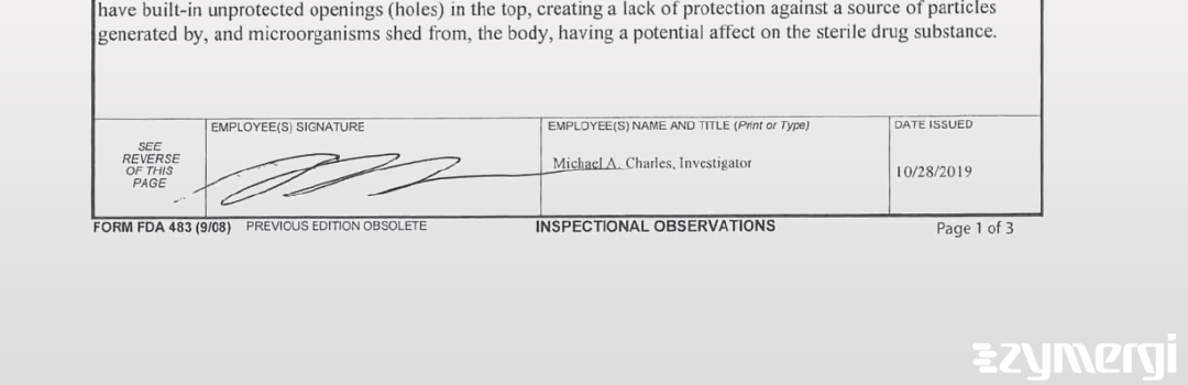Michael A. Charles FDA Investigator