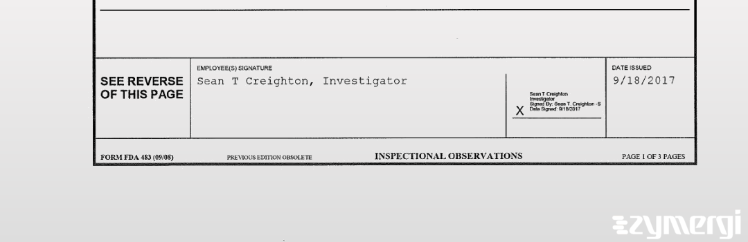 Sean T. Creighton FDA Investigator