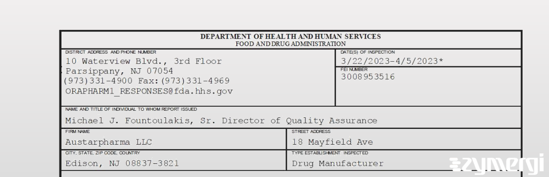 FDANews 483 Austarpharma LLC Apr 5 2023 top