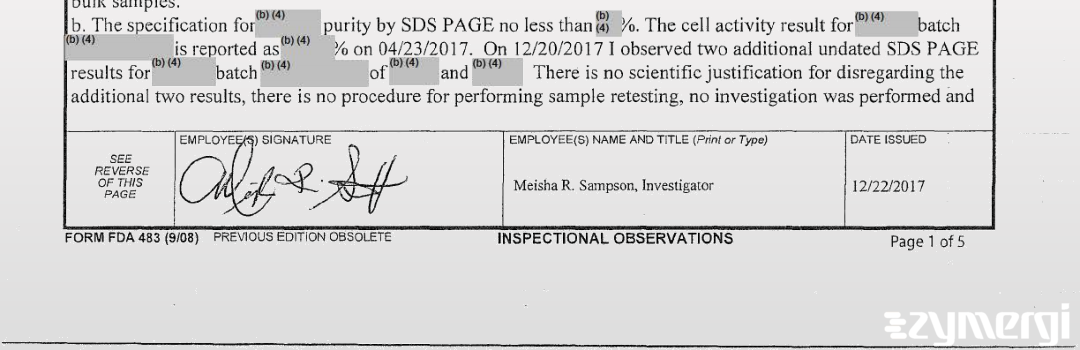 Meisha R. Sampson FDA Investigator 