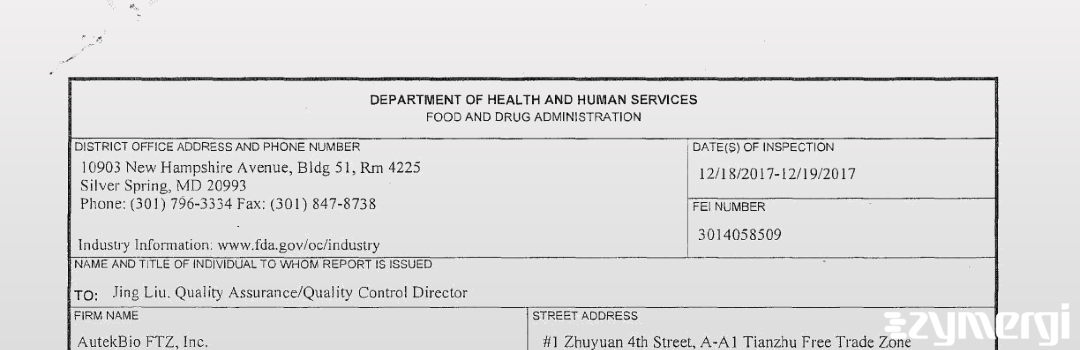 FDANews 483 AutekBio FTZ Dec 22 2017 top