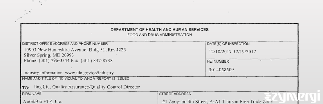 FDANews 483 AutekBio FTZ Dec 22 2017 top