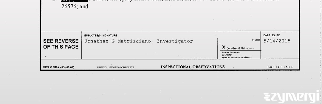 Jonathan G. Matrisciano FDA Investigator 