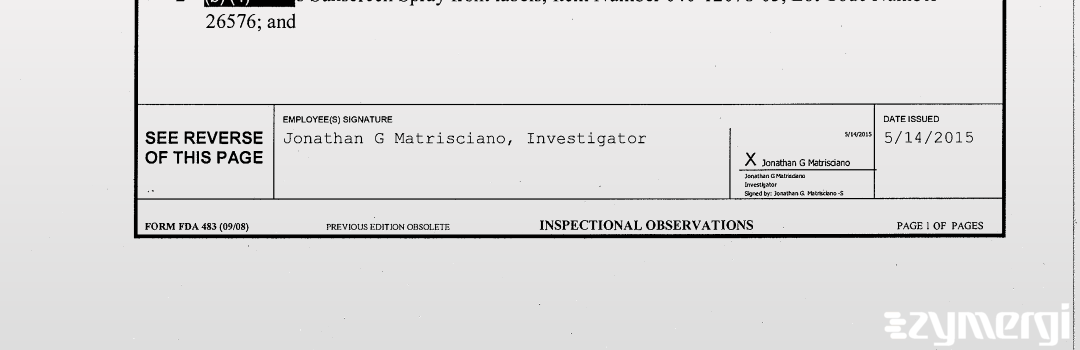 Jonathan G. Matrisciano FDA Investigator