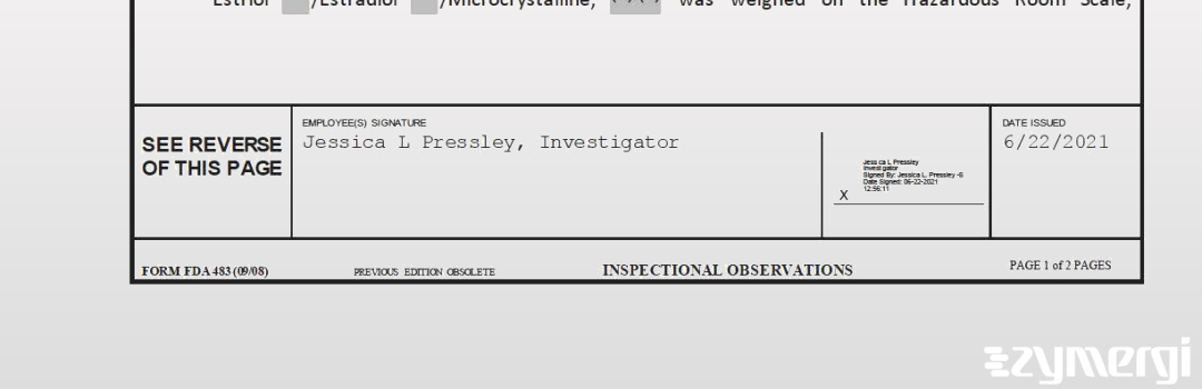 Jessica L. Pressley FDA Investigator Jessica P. McAlister FDA Investigator 