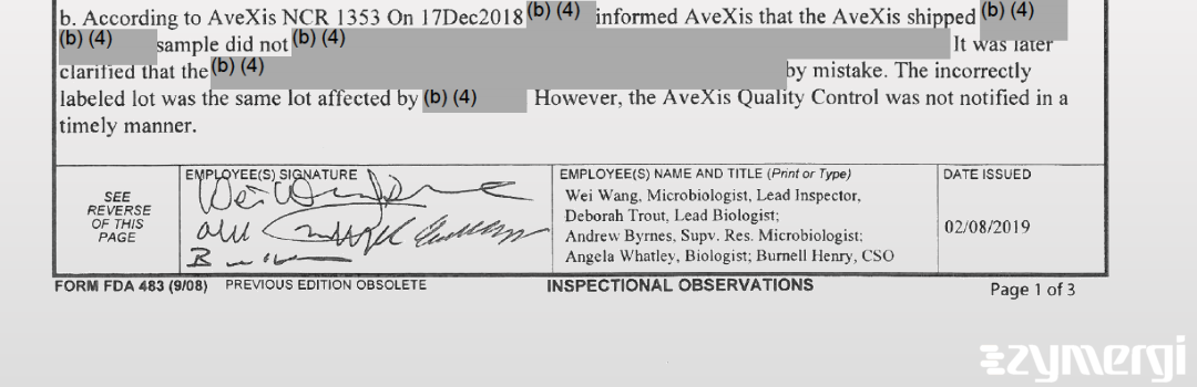 Burnell M. Henry FDA Investigator Wei Wang FDA Investigator Andrew P. Byrnes FDA Investigator Deborah M. Trout FDA Investigator Angela S. Whatley FDA Investigator 