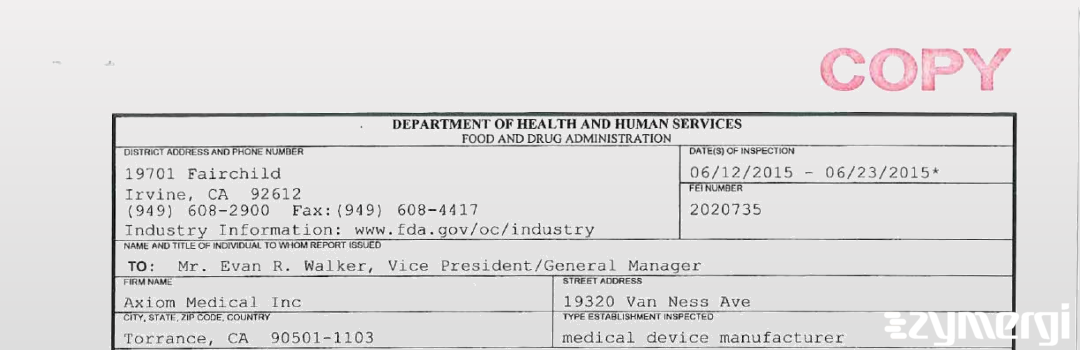 FDANews 483 Axiom Medical Inc Jun 23 2015 top