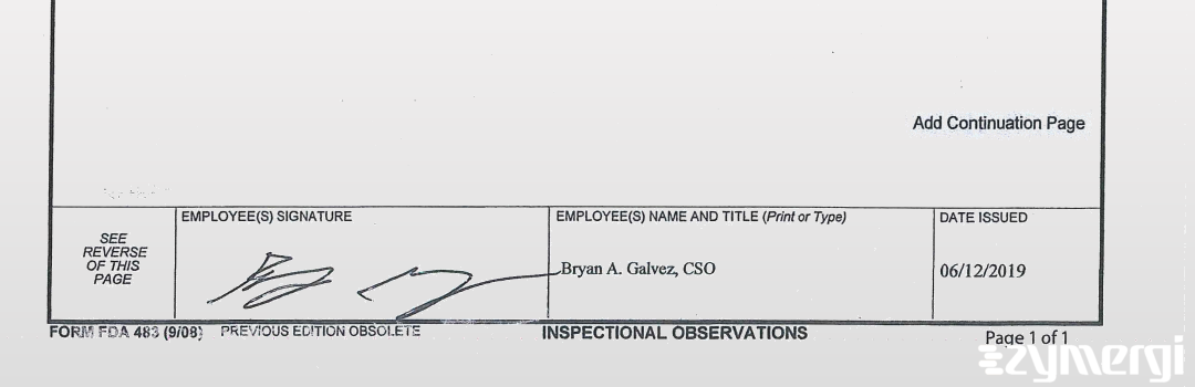 Bryan A. Galvez FDA Investigator 