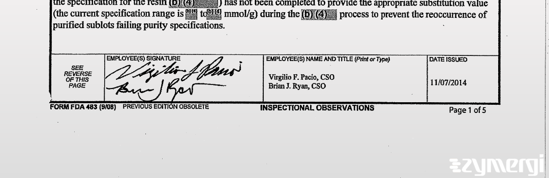 Virgilio F. Pacio FDA Investigator Brian J. Ryan FDA Investigator