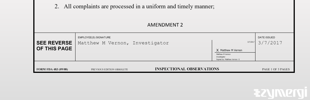 Matthew M. Vernon FDA Investigator 