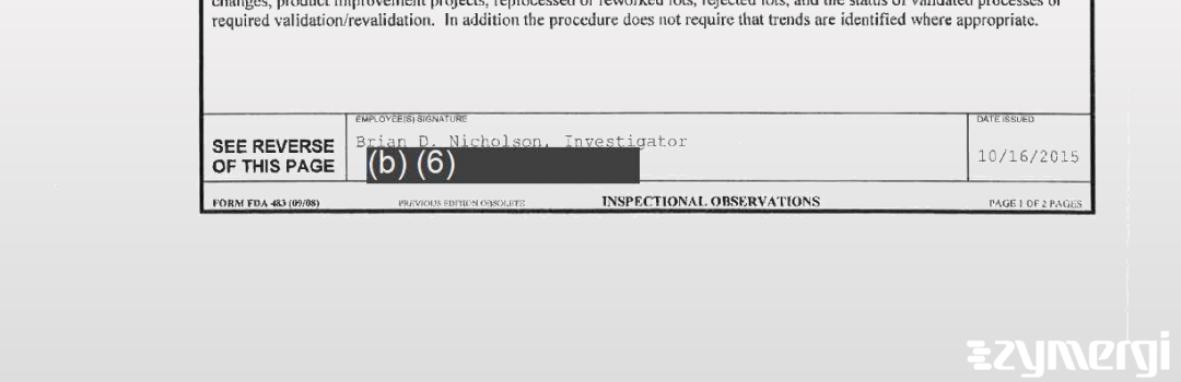 Brian D. Nicholson FDA Investigator 