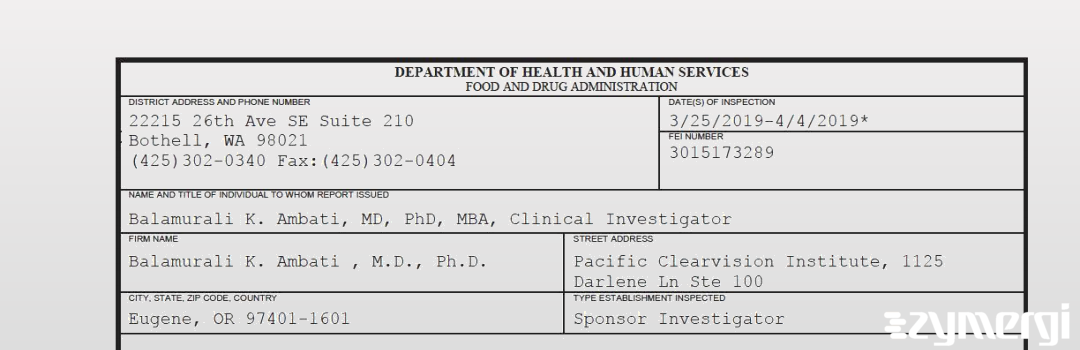 FDANews 483 Balamurali K. Ambati , M.D., Ph.D. Apr 4 2019 top