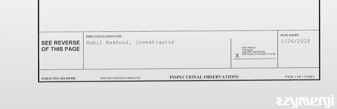 Nabil Nakhoul FDA Investigator