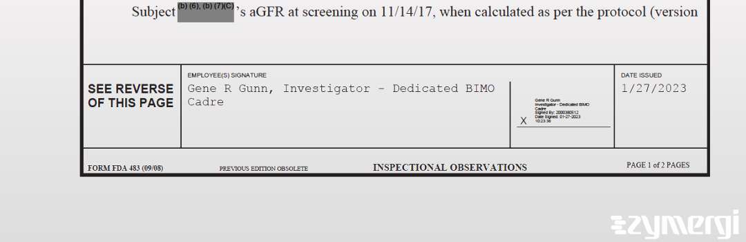 Gene R. Gunn FDA Investigator