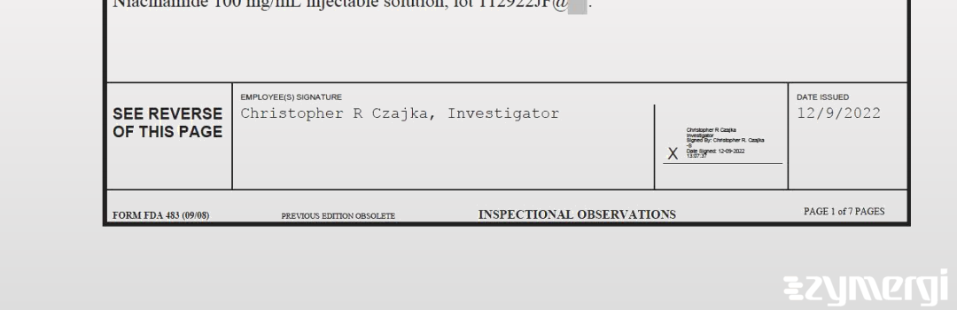 Christopher R. Czajka FDA Investigator