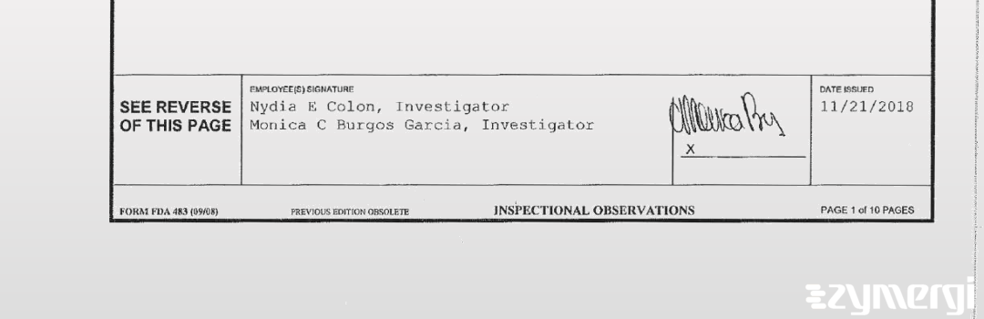 Monica C. Burgos Garcia FDA Investigator Nydia E. Colon FDA Investigator Burgos Garcia, Monica C FDA Investigator 