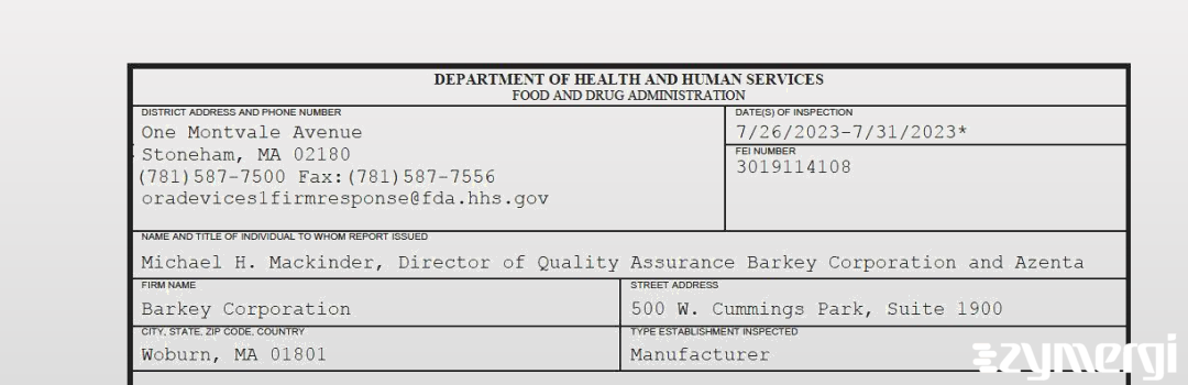 FDANews 483 Barkey Corporation Jul 31 2023 top