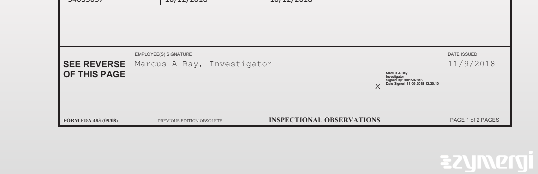 Marcus A. Ray FDA Investigator