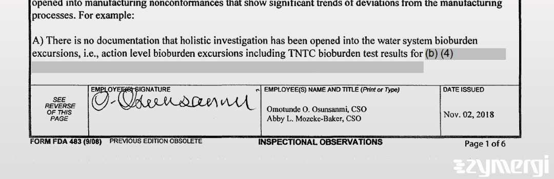 Abby L. Mozeke-Baker FDA Investigator Omotunde O. Osunsanmi FDA Investigator 