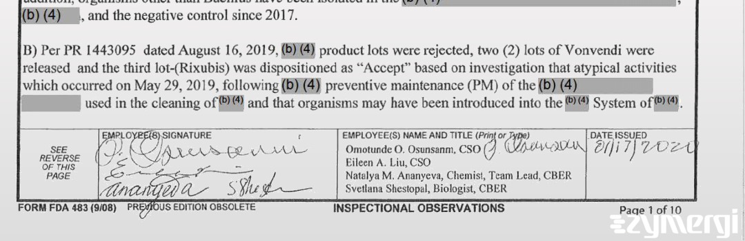 Eileen A. Liu FDA Investigator Omotunde O. Osunsanmi FDA Investigator Natalya M. Ananyeva FDA Investigator Svetlana A. Shestopal FDA Investigator 